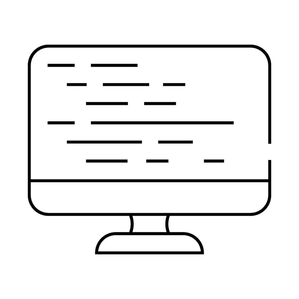 coding on computer screen line icon illustration vector