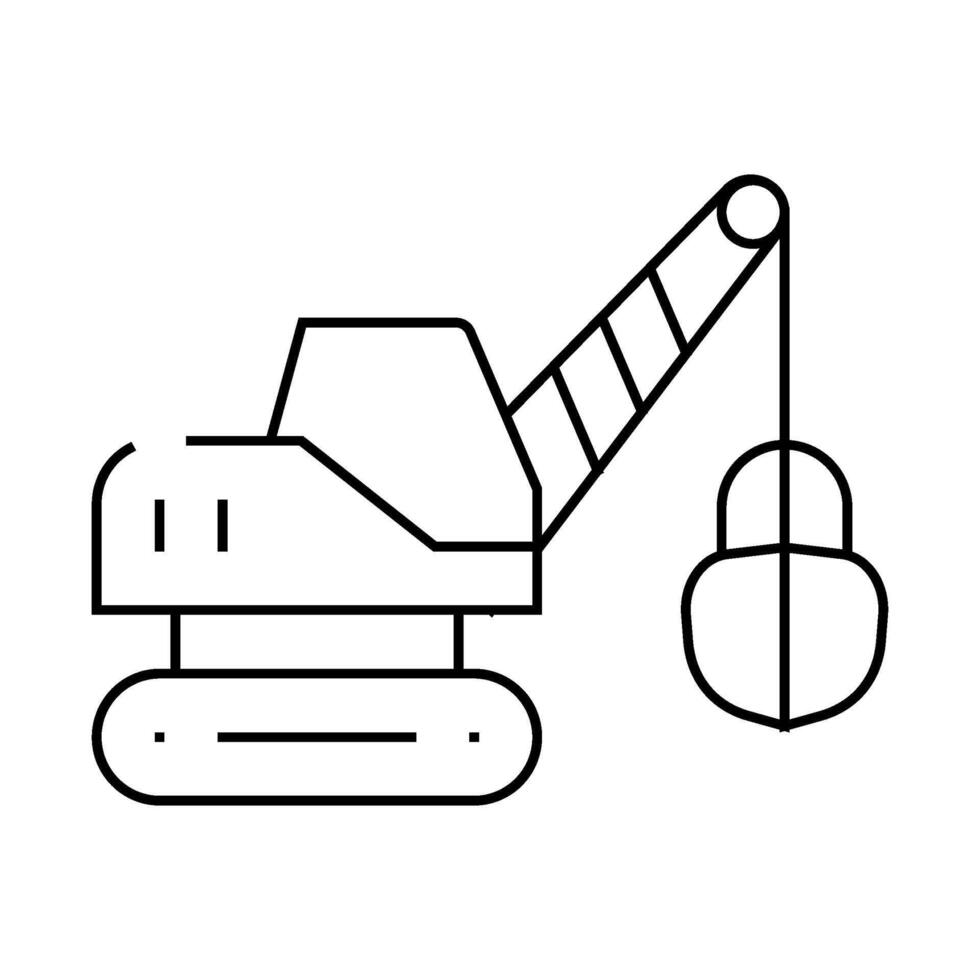 tractor excavator line icon isolated illustration vector