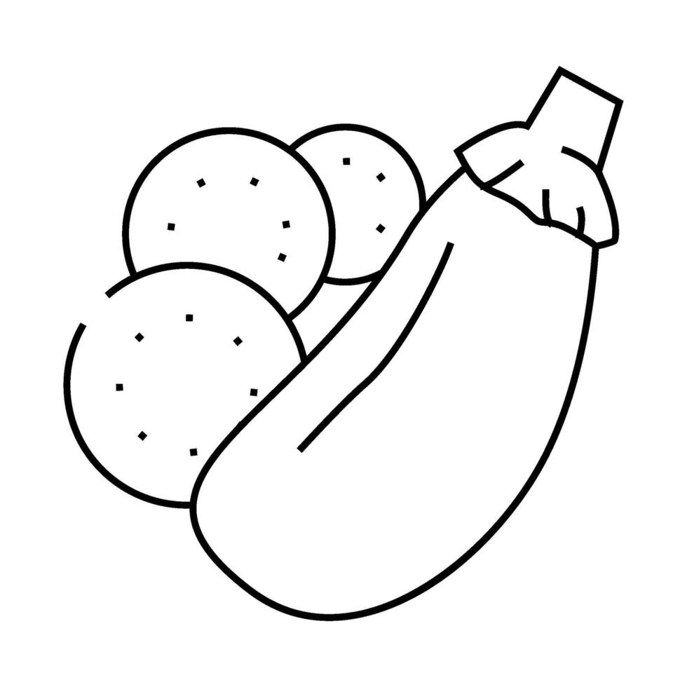 sliced round eggplant line icon illustration vector