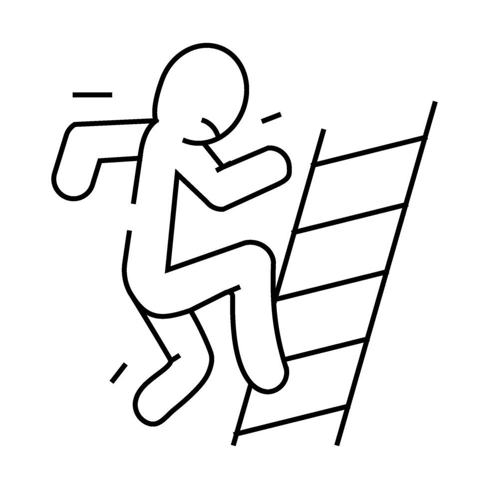 fall ladder accident line icon illustration vector