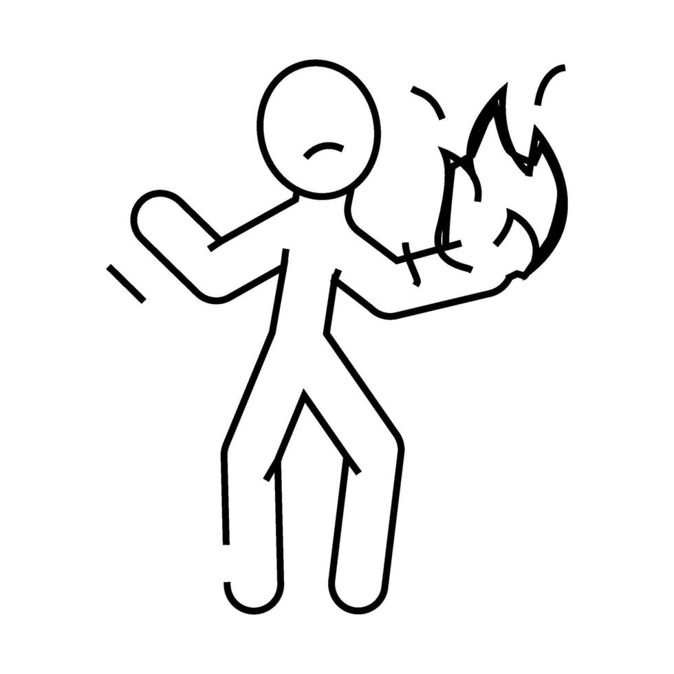 fired up man accident line icon illustration vector