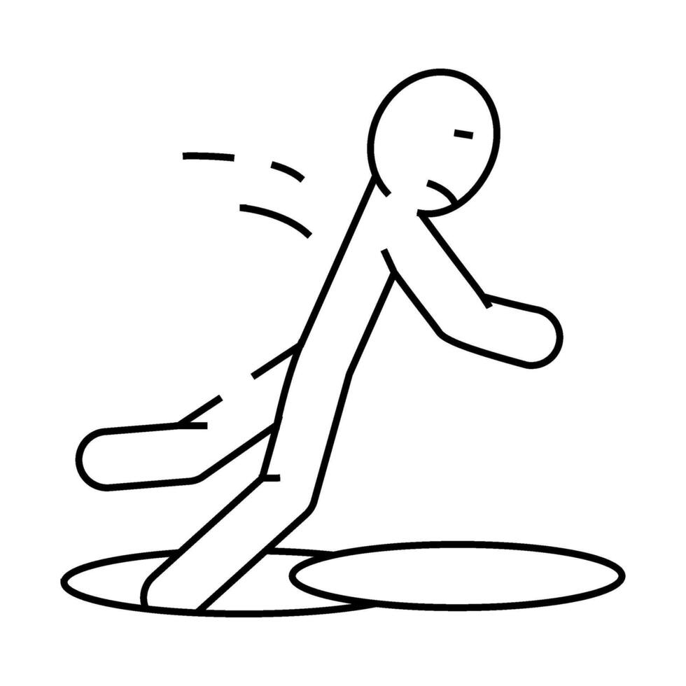 falling into sewer accident line icon illustration vector