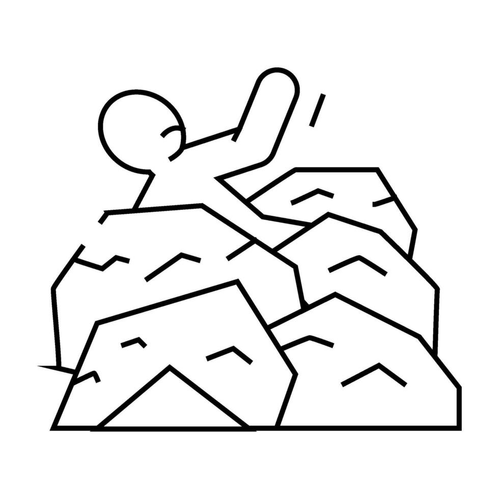 man fill up sand accident line icon illustration vector