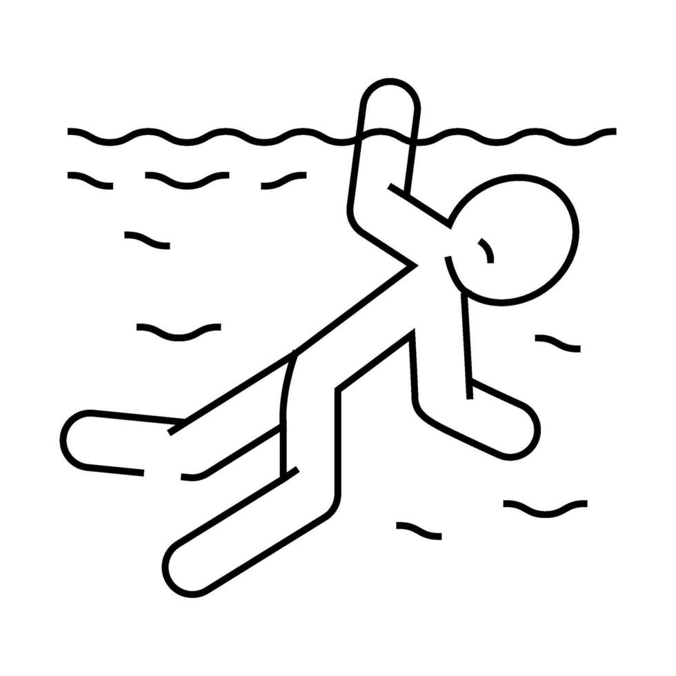 drowned man accident line icon illustration vector