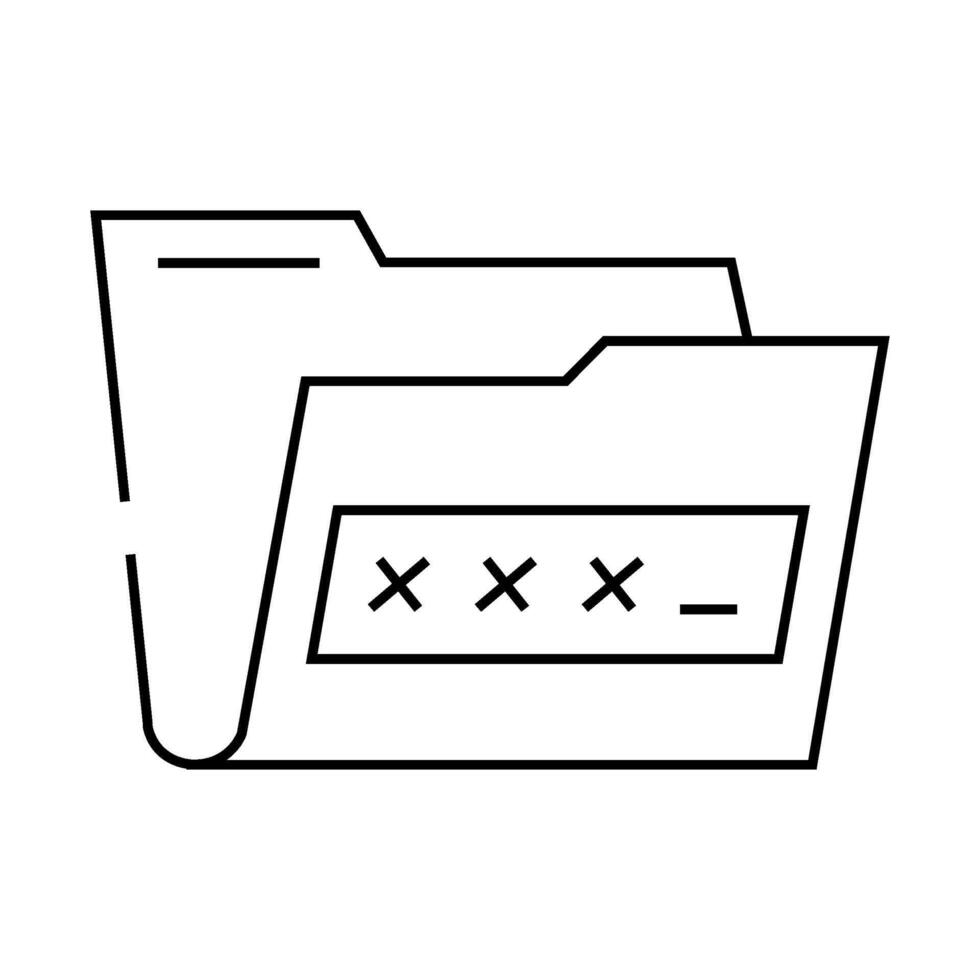 lock folder line icon illustration vector