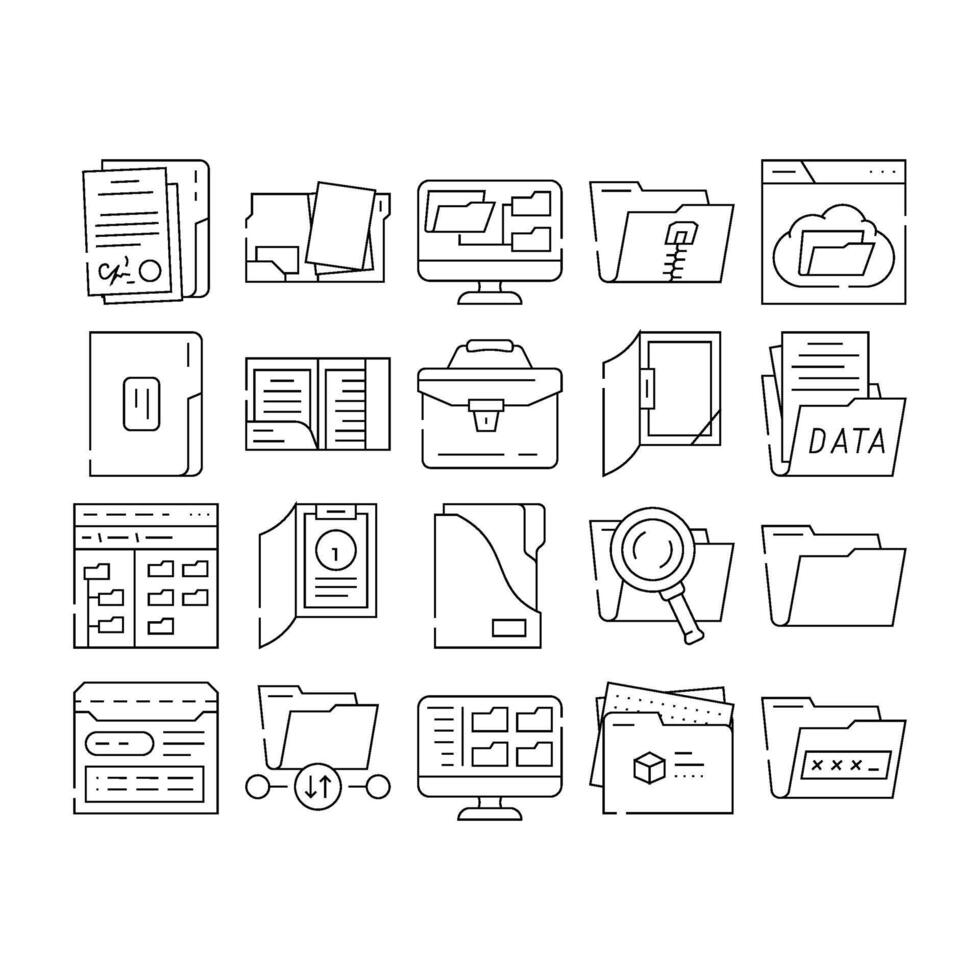 folder document business file icons set vector