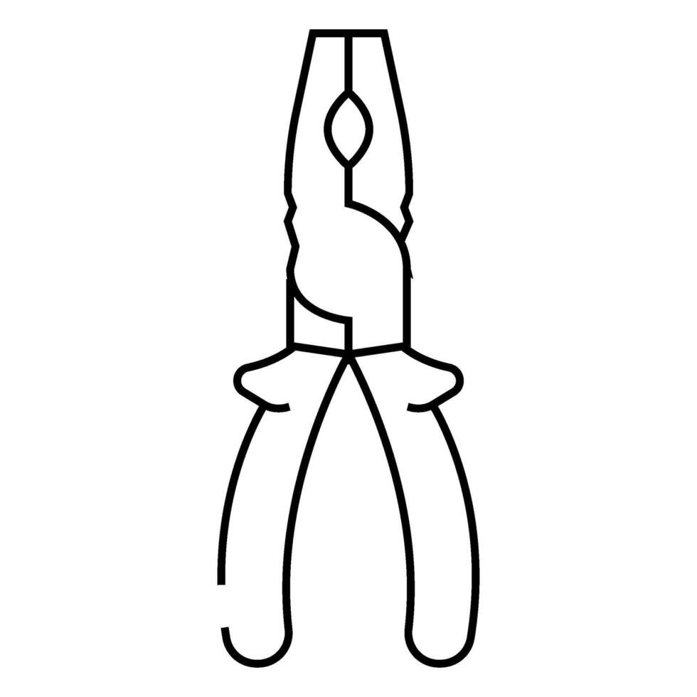 flat combination pliers line icon illustration vector