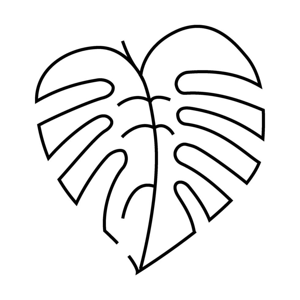 monstera leaf tropical line icon illustration vector
