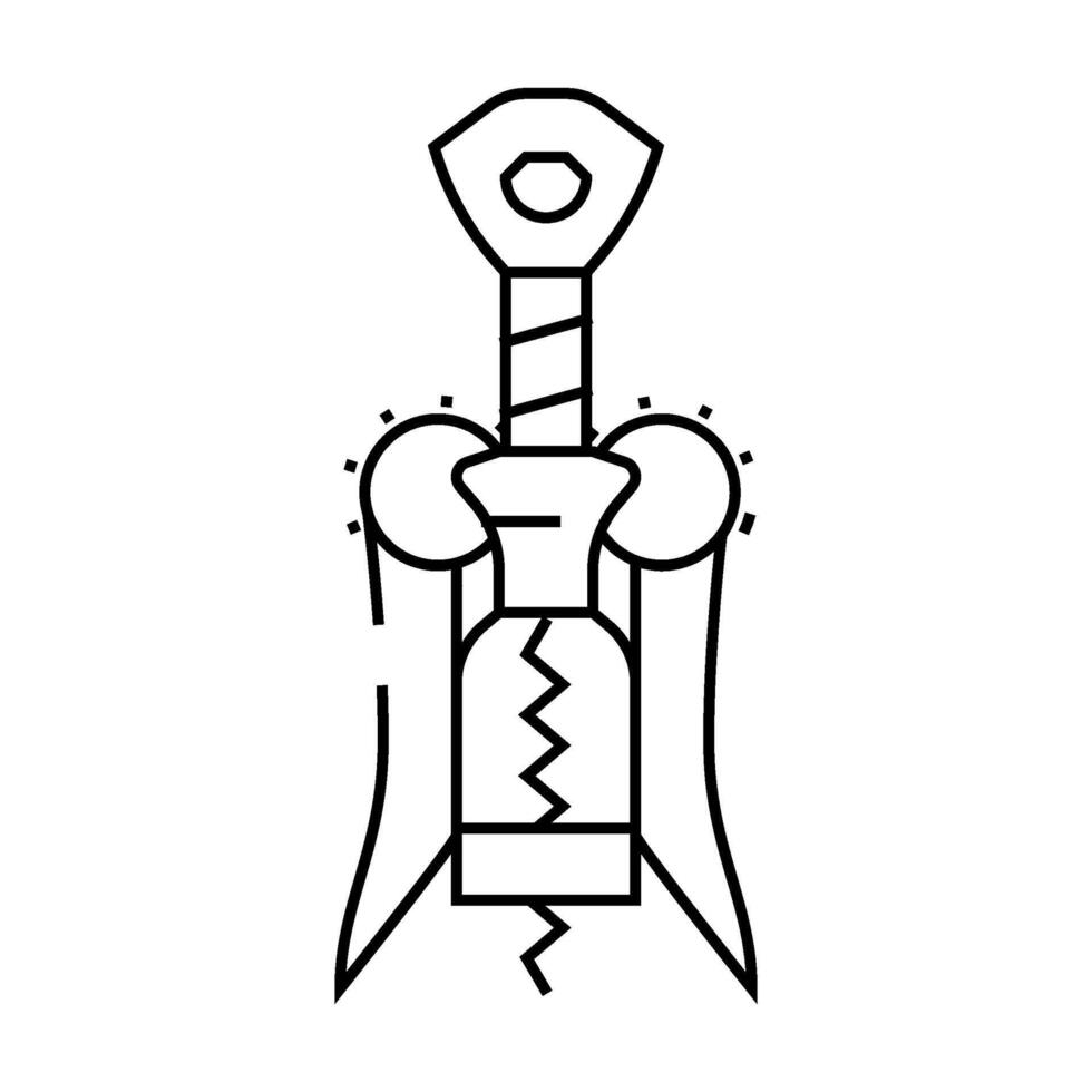 corkscrew hand wine line icon illustration vector