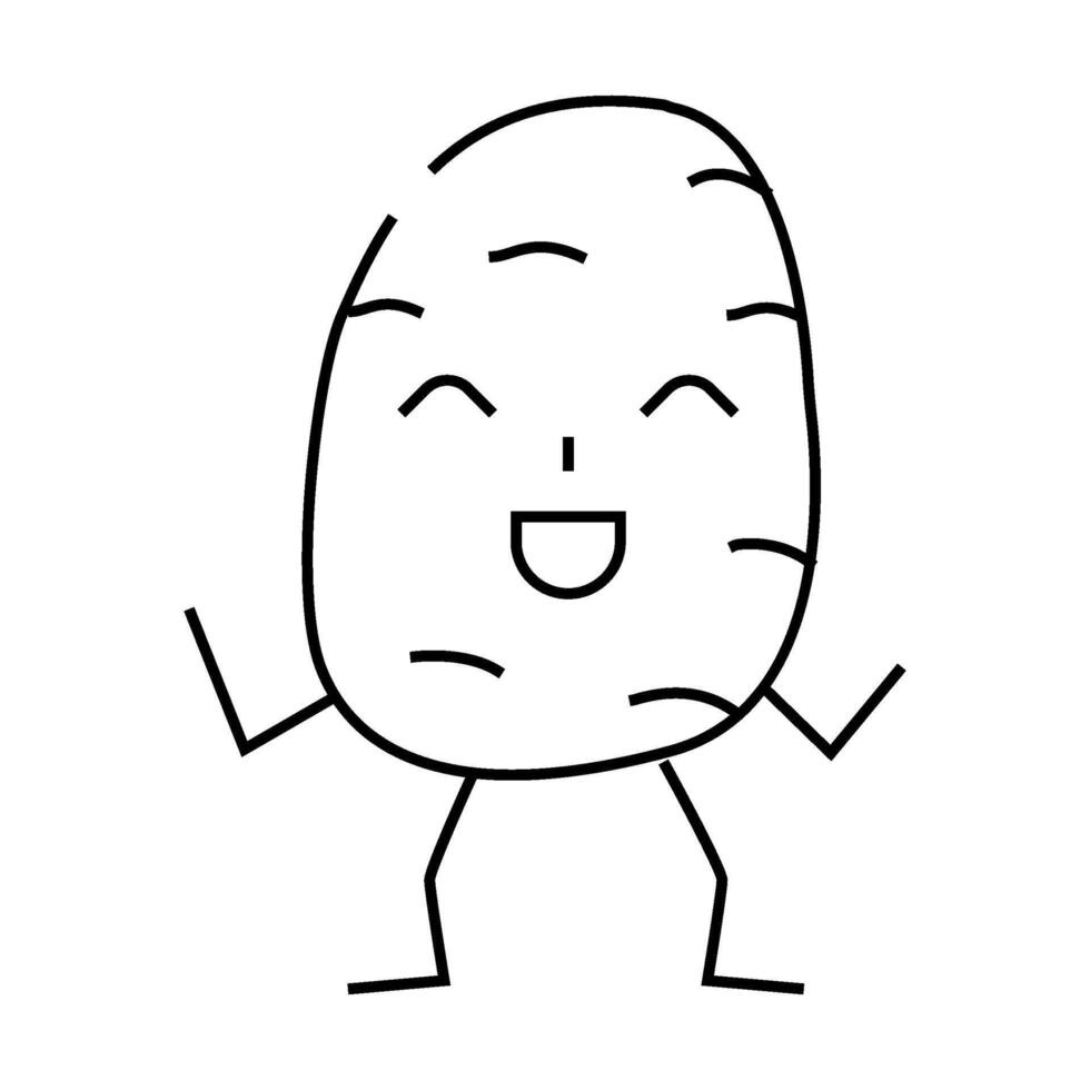 potato vegetable character line icon illustration vector