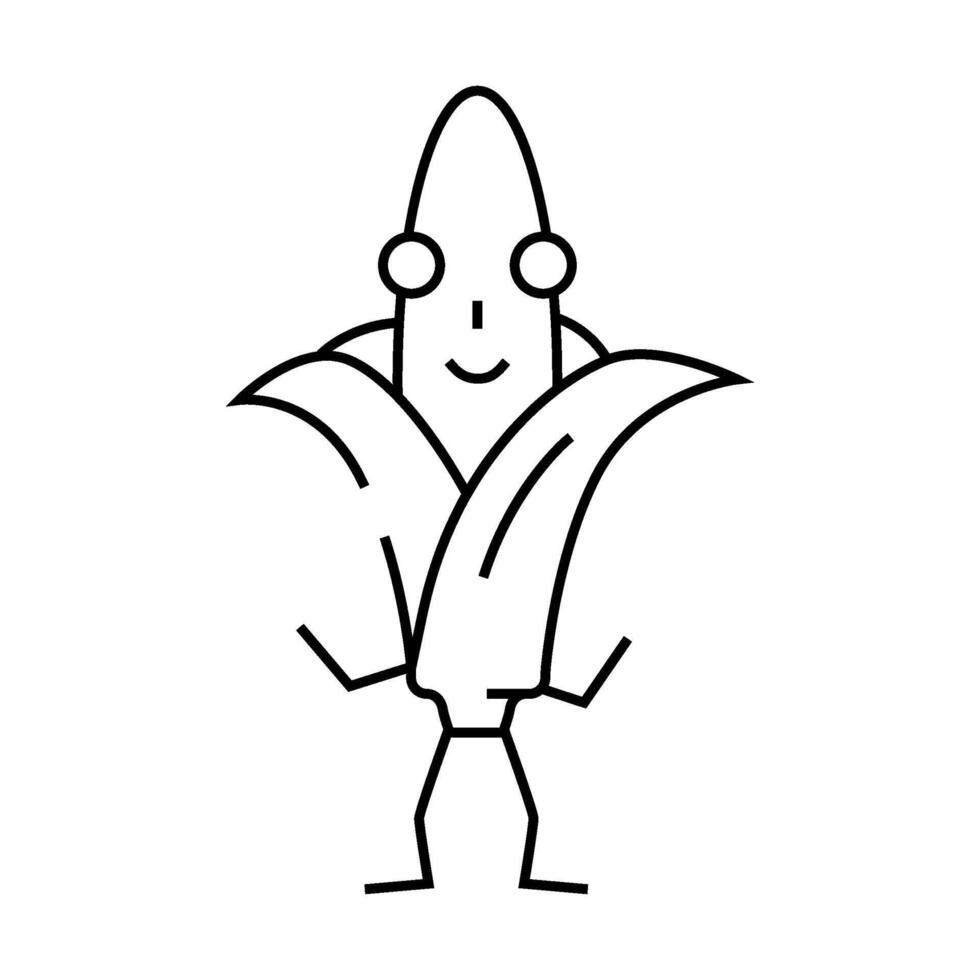 corn character line icon illustration vector