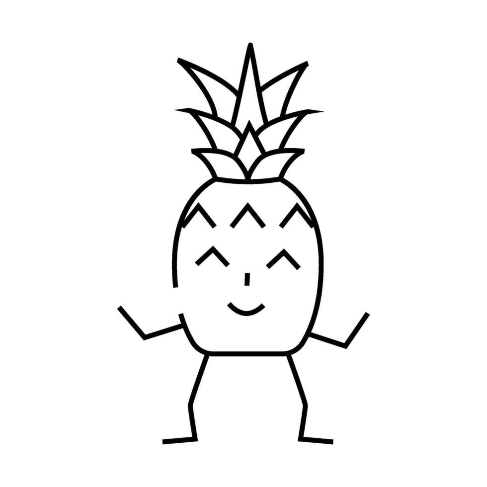 pineapple character line icon illustration vector