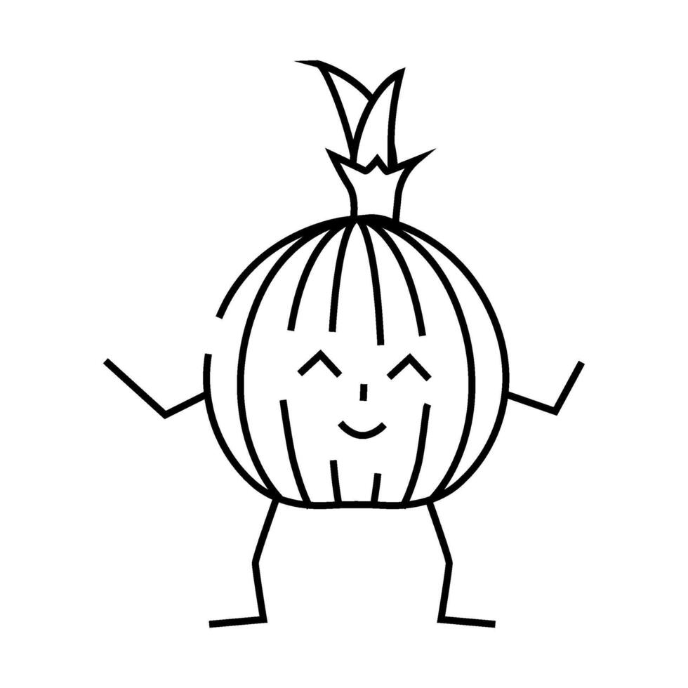 onion vegetable character line icon illustration vector