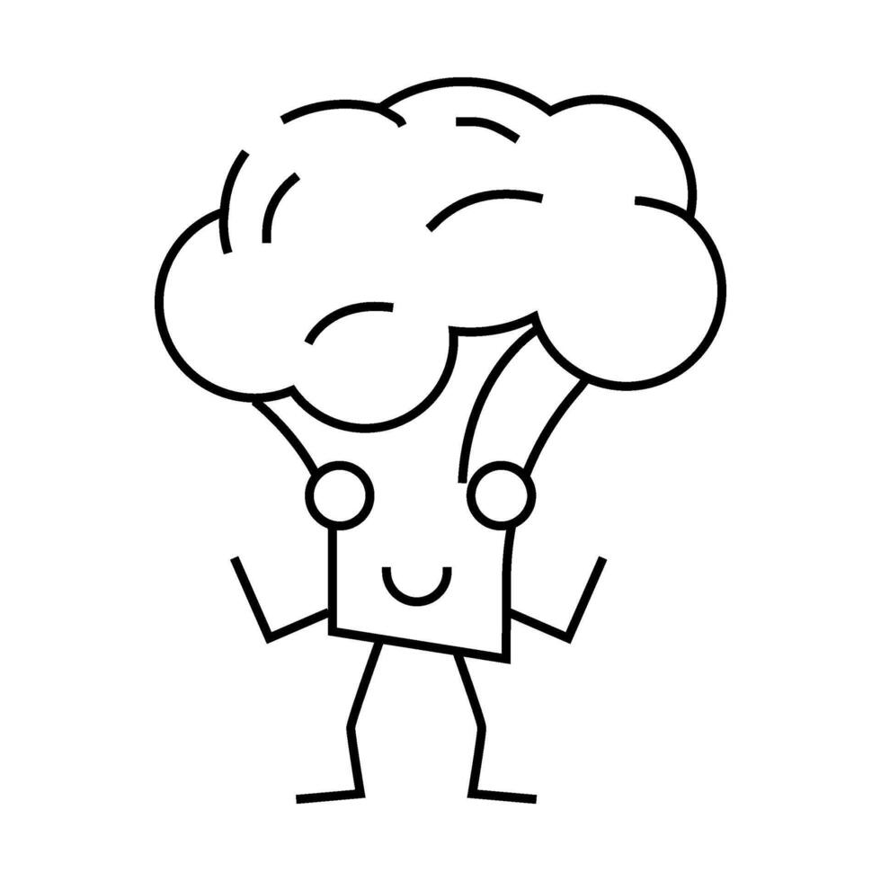 broccoli character line icon illustration vector