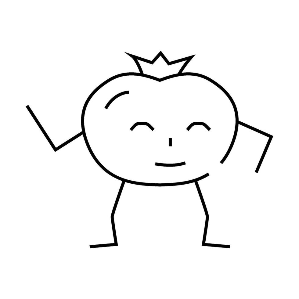 tomato character line icon illustration vector