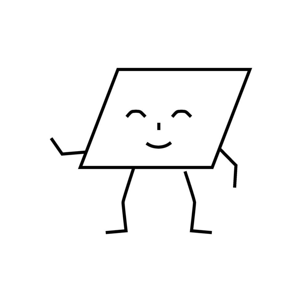 parallelogram geometric shape character line icon illustration vector