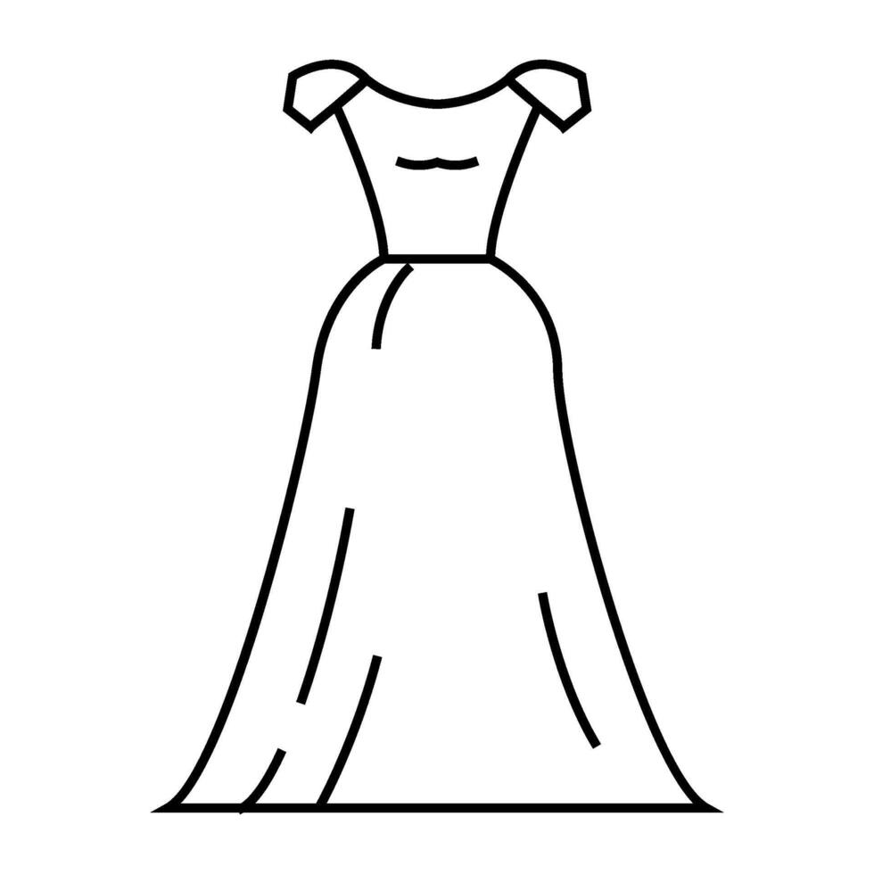 ballgown wedding dress line icon illustration vector