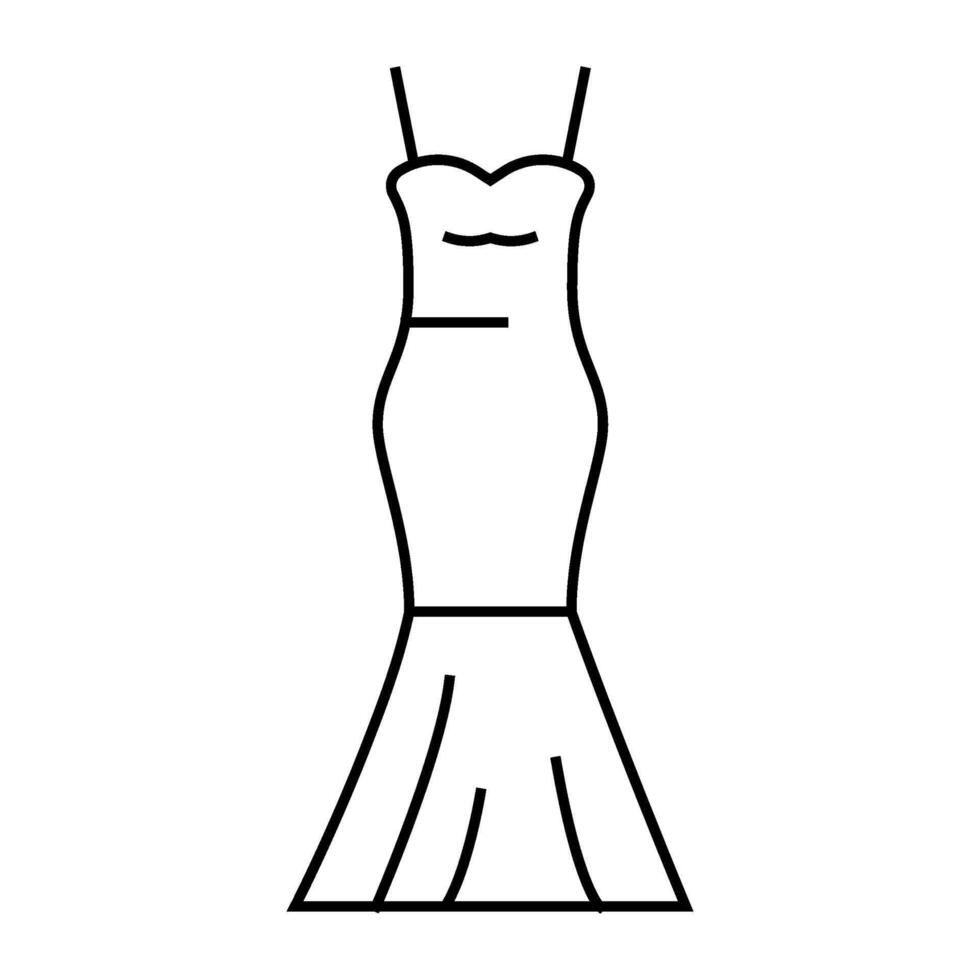 mermaid wedding dress line icon illustration vector