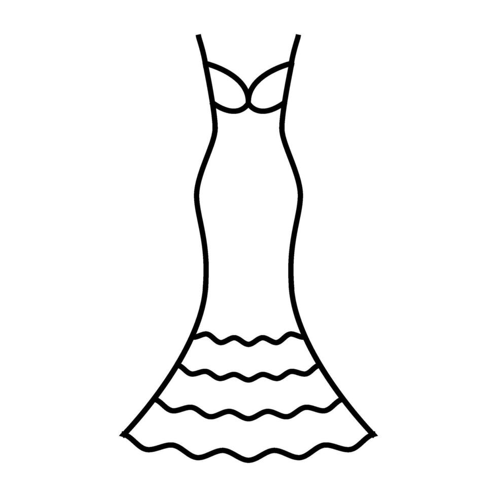 exaggerated drop bride dress line icon illustration vector