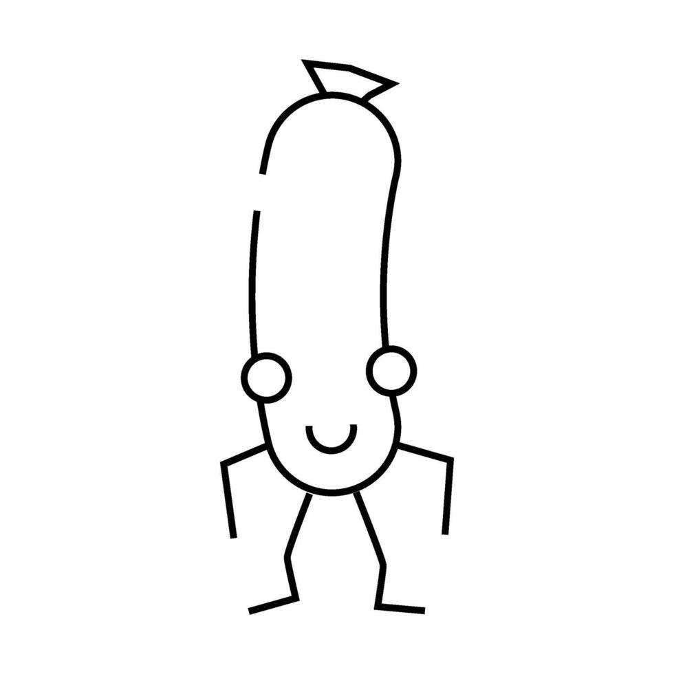 frankfurter meat character line icon illustration vector