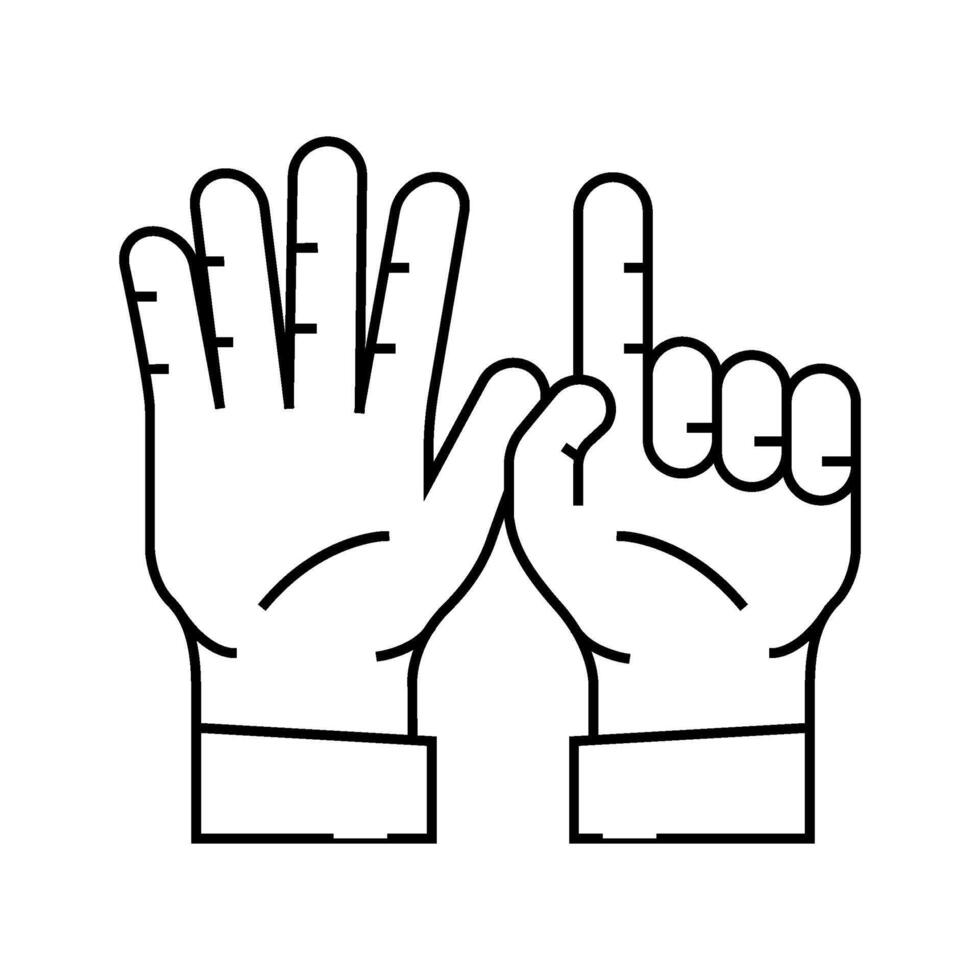 six number hand gesture line icon illustration vector