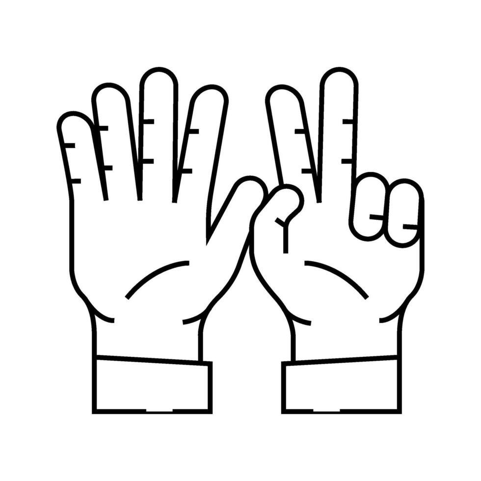 seven number hand gesture line icon illustration vector