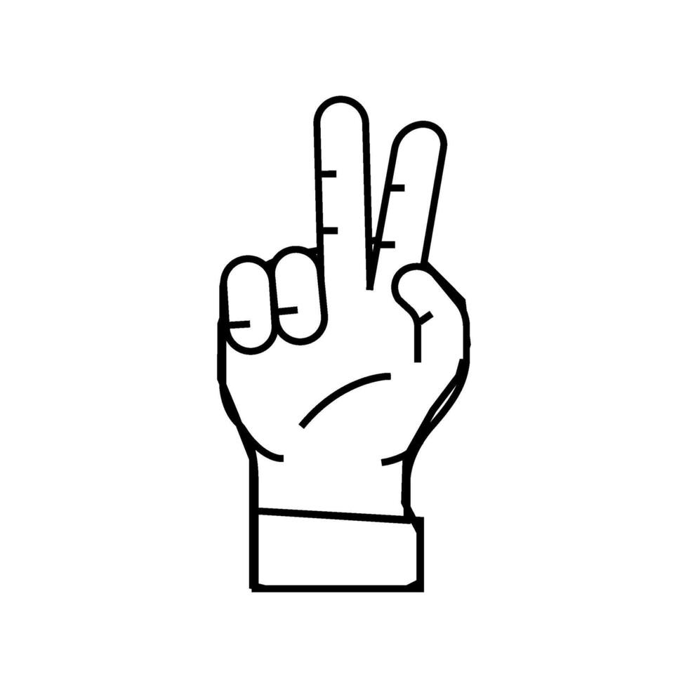 two number hand gesture line icon illustration vector