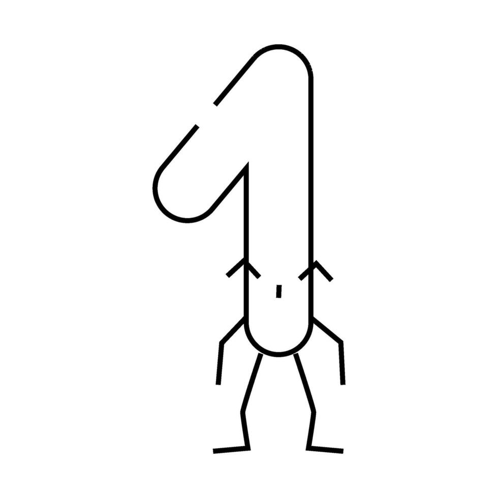 one number character line icon illustration vector
