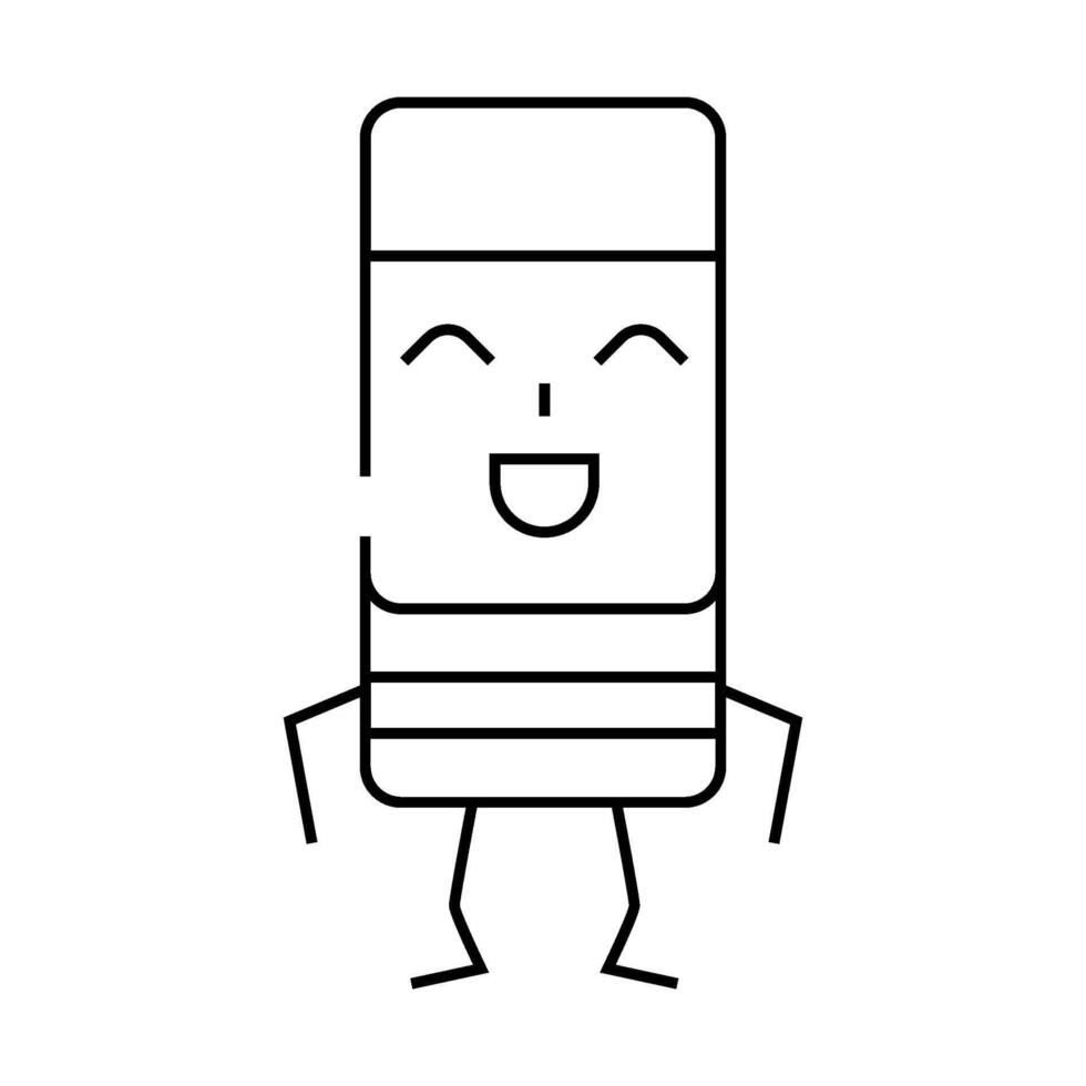 eraser school character line icon illustration vector