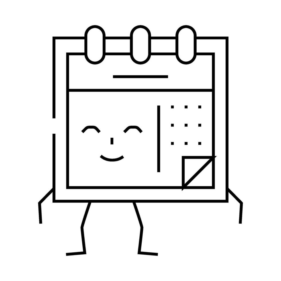 calendar school character line icon illustration vector