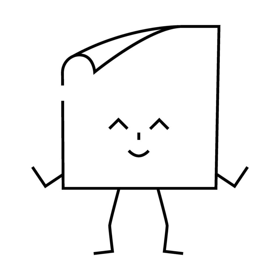 note sticker school character line icon illustration vector