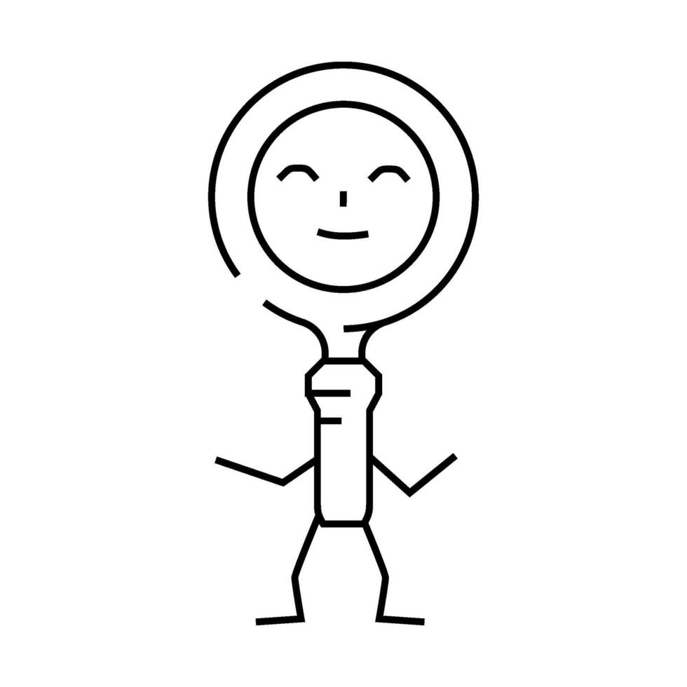magnifying glass school character line icon illustration vector