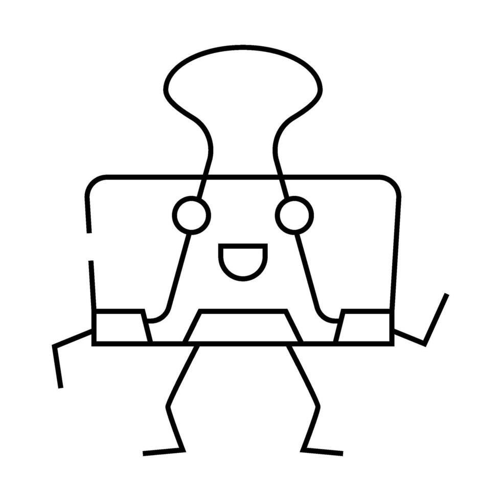binder clip school character line icon illustration vector