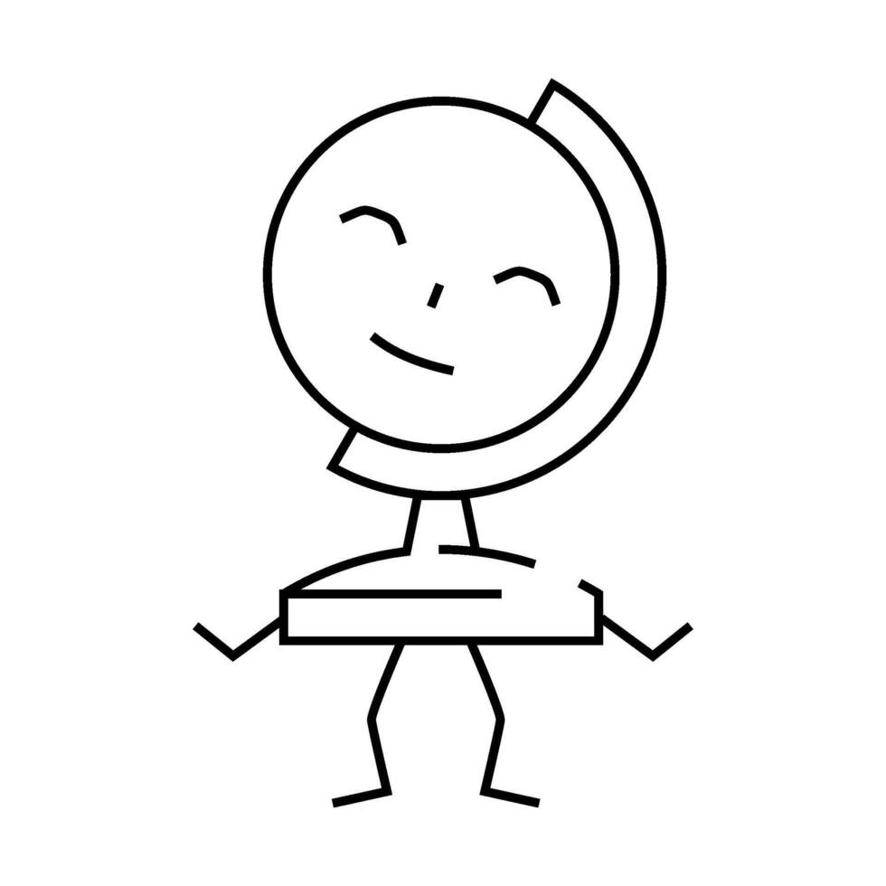 globe stationery character line icon illustration vector