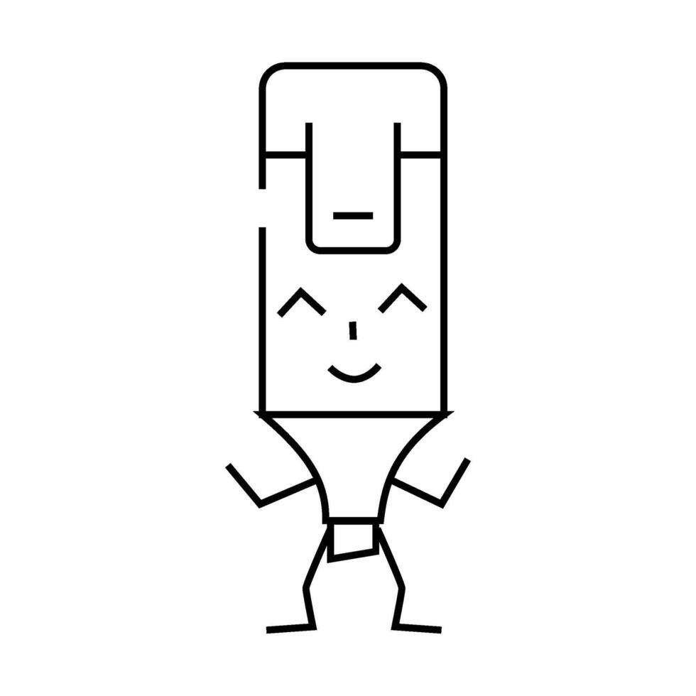 highlighter stationery character line icon illustration vector