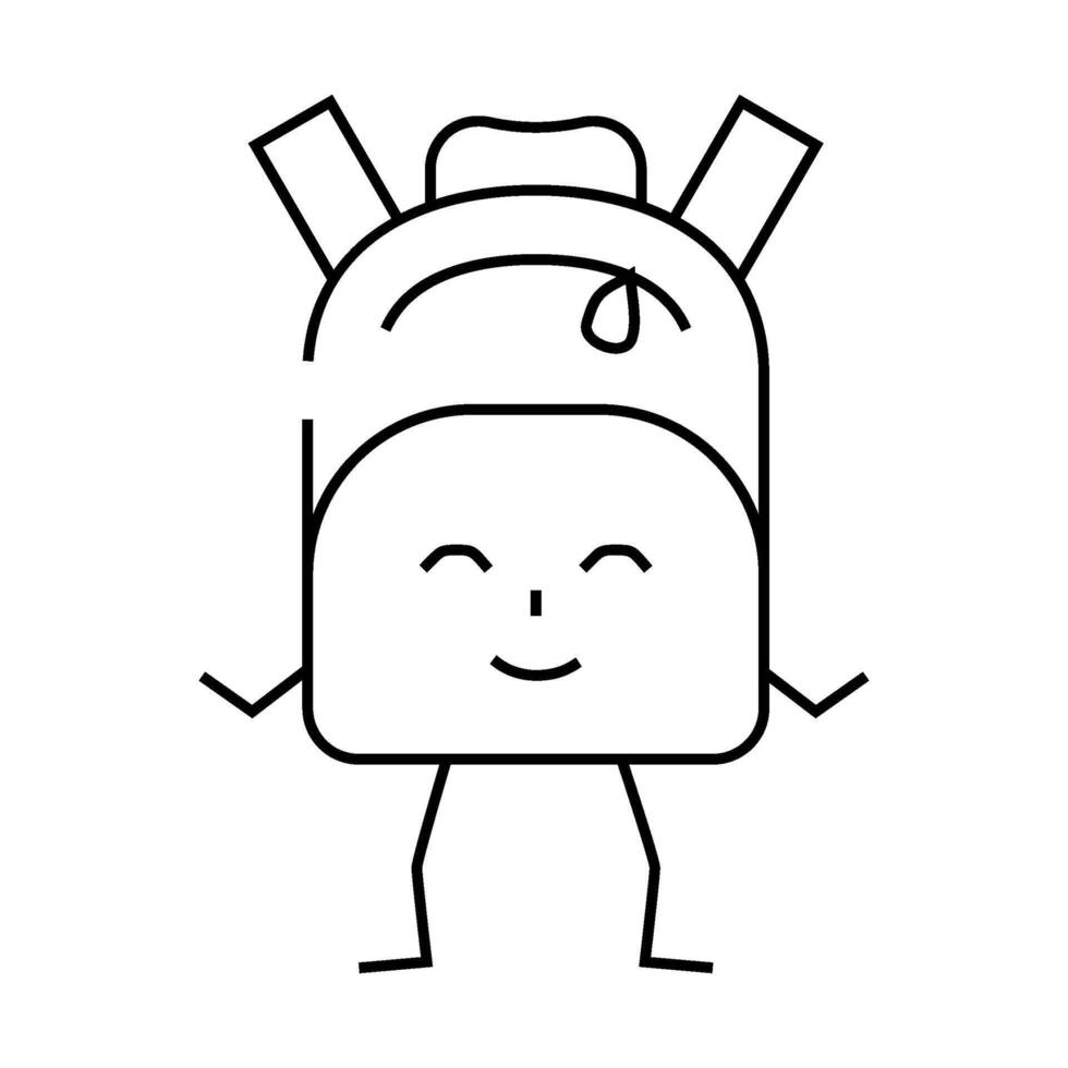backpack stationery character line icon illustration vector