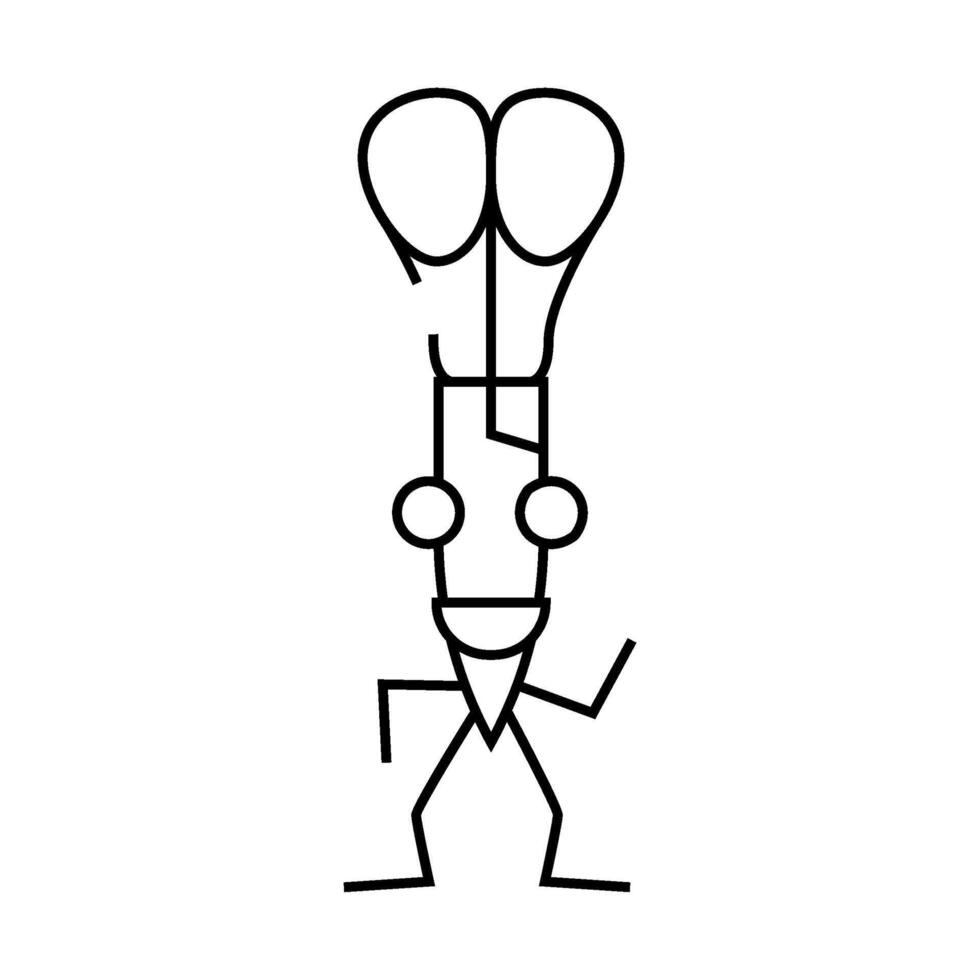 scissors school character line icon illustration vector