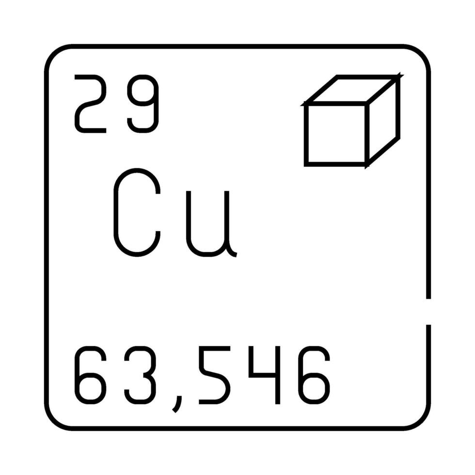 copper chemical element line icon illustration vector