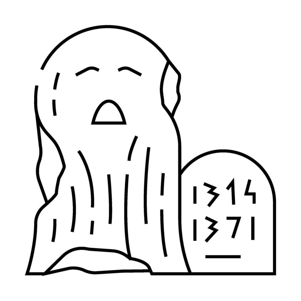 old ghost line icon illustration vector