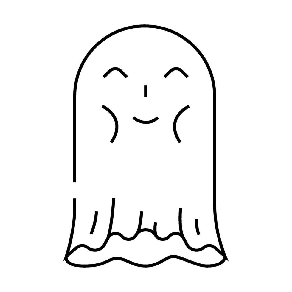 cute ghost line icon illustration vector