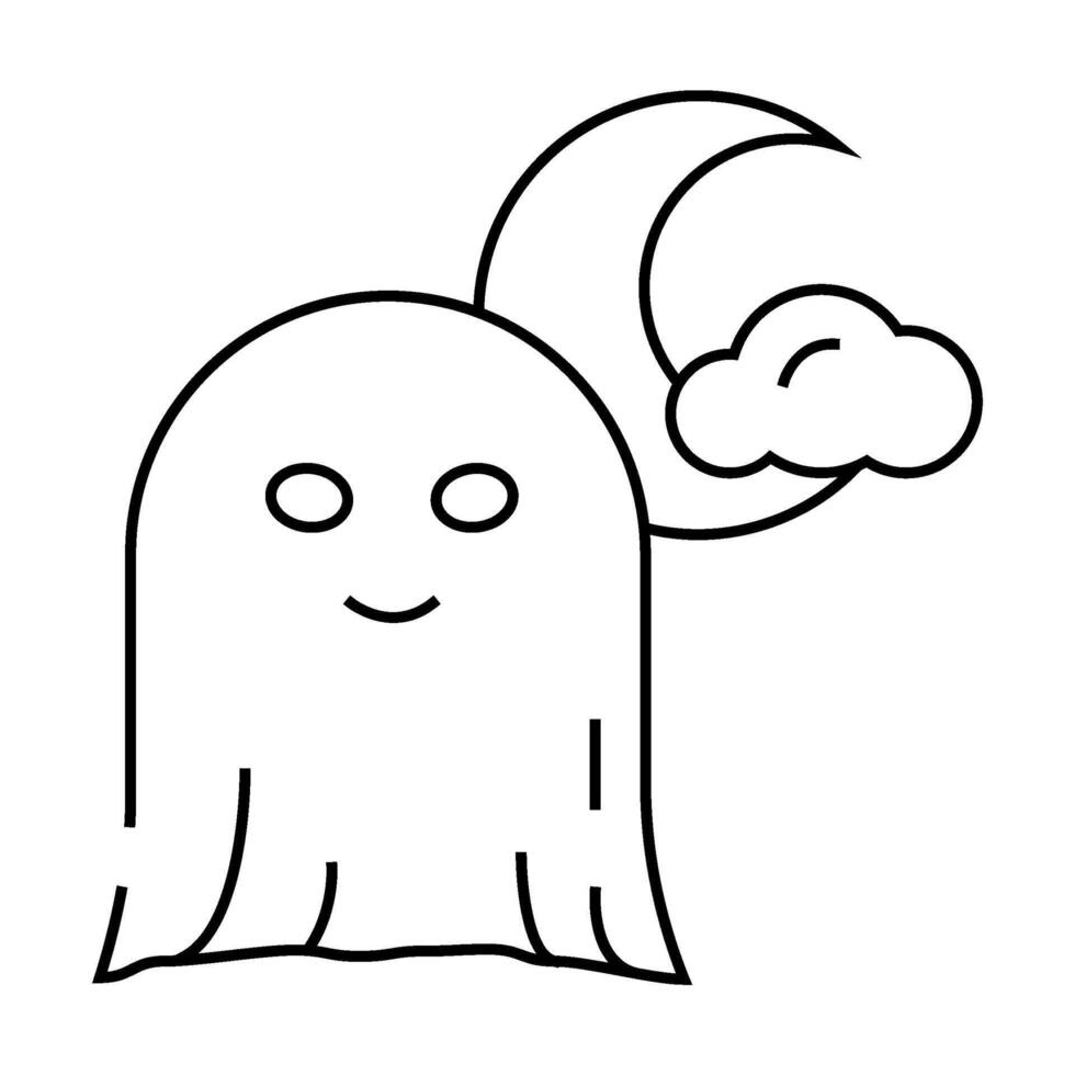 night ghost line icon illustration vector