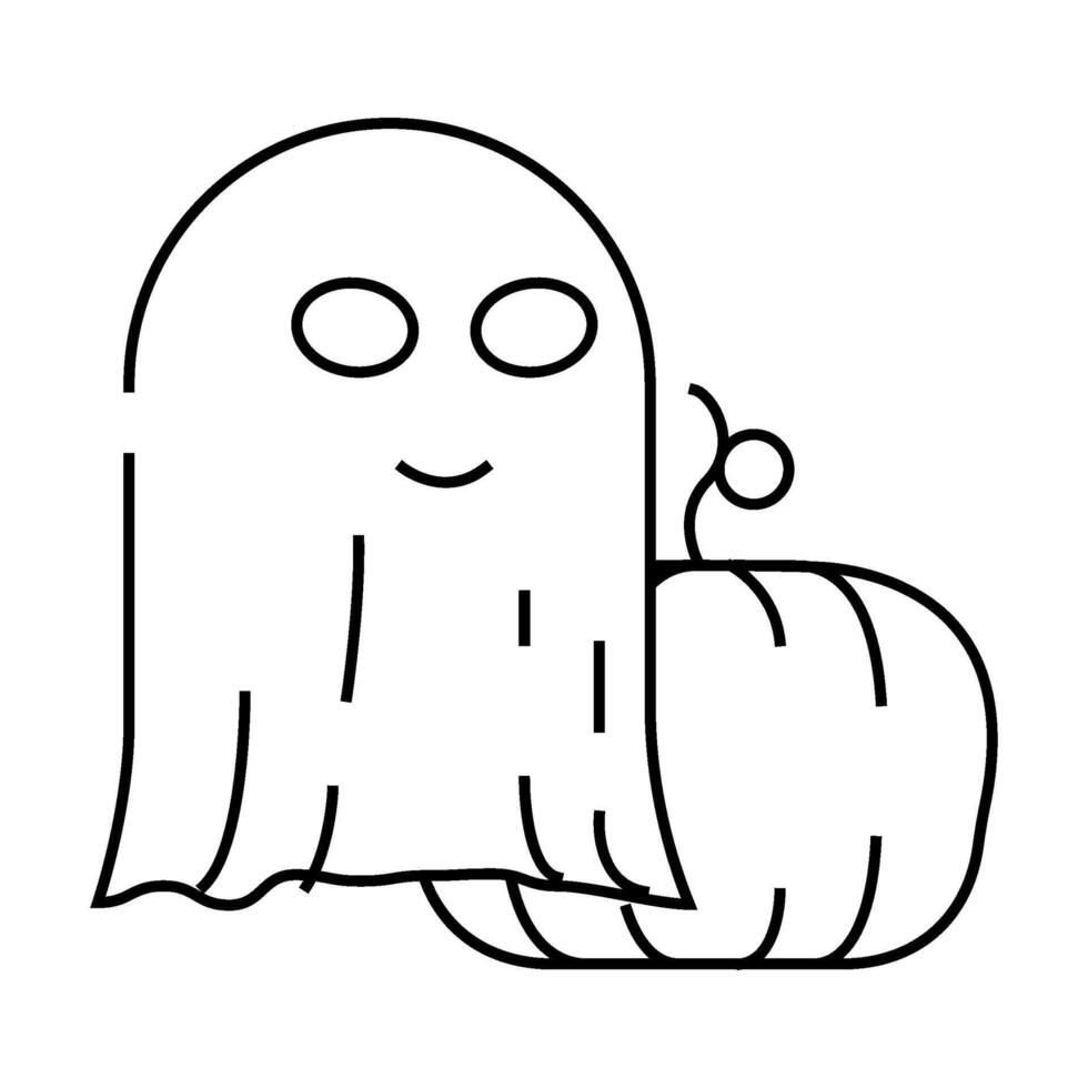 halloween ghost line icon illustration vector