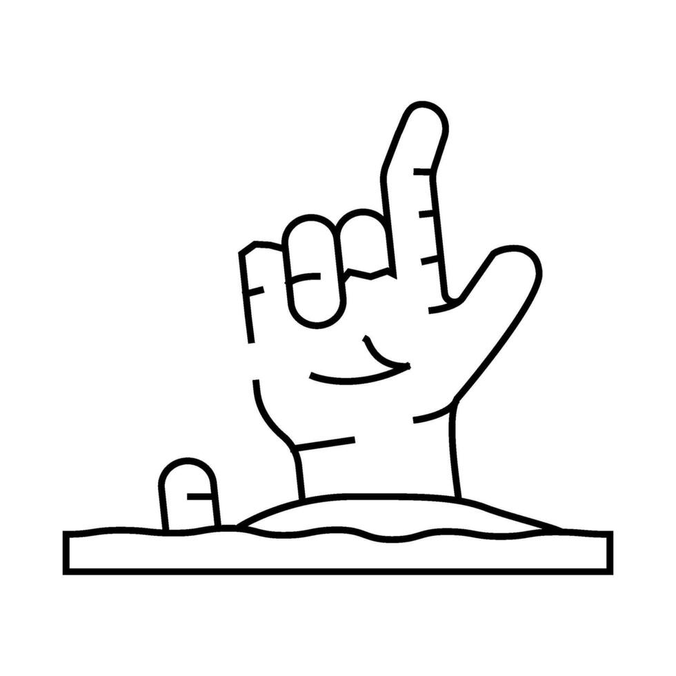 hand corpse zombie line icon illustration vector
