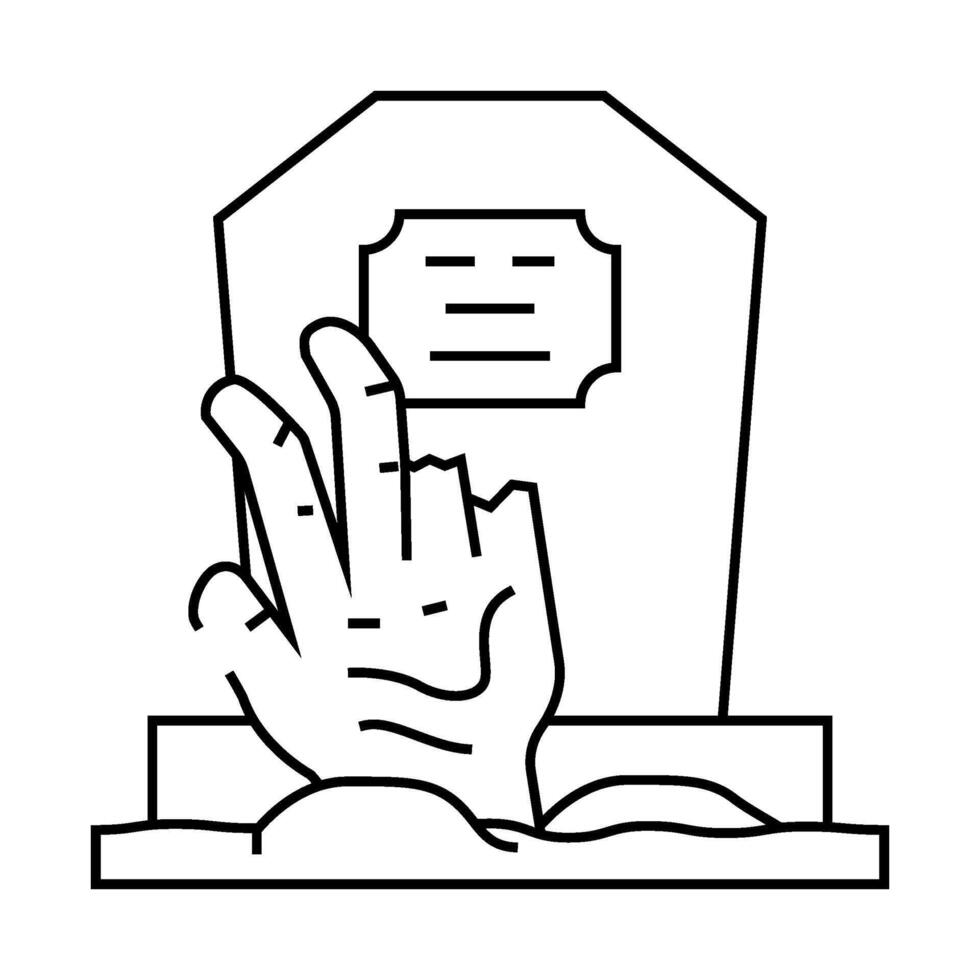 grave zombie dead line icon illustration vector