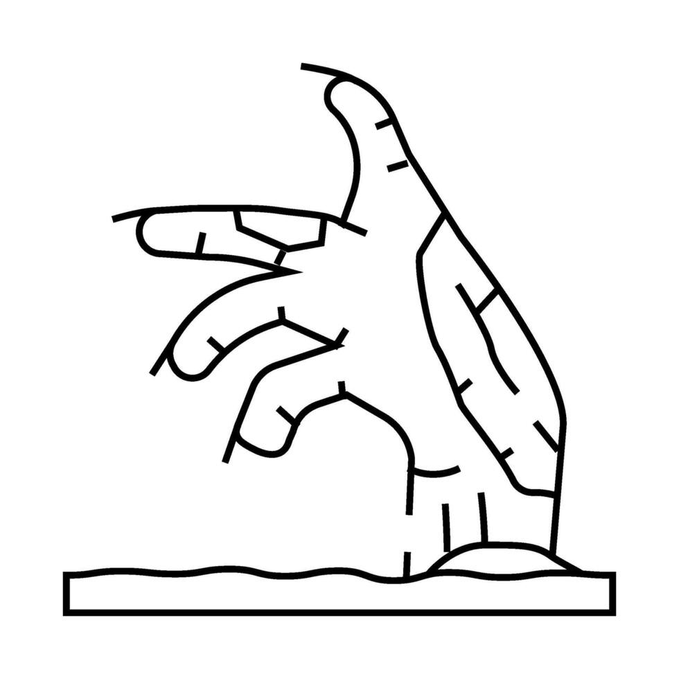 hand scary zombie line icon illustration vector
