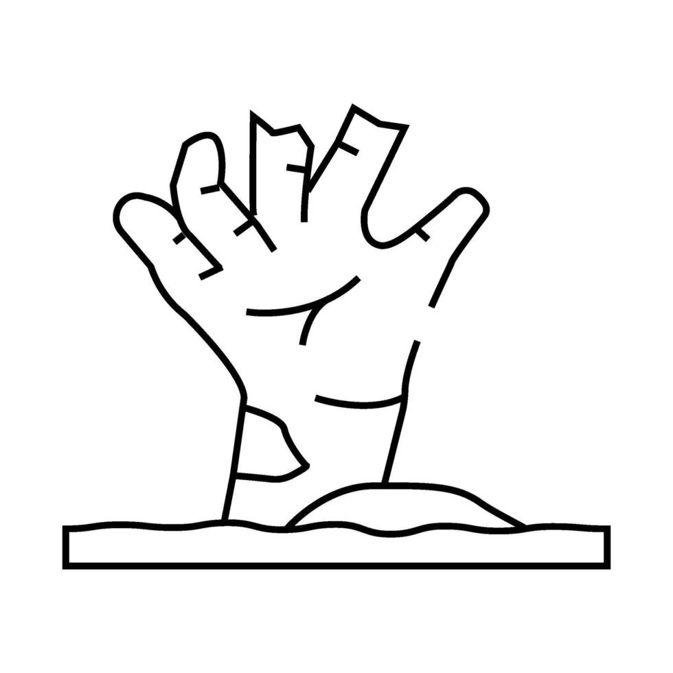 hand dead zombie line icon illustration vector