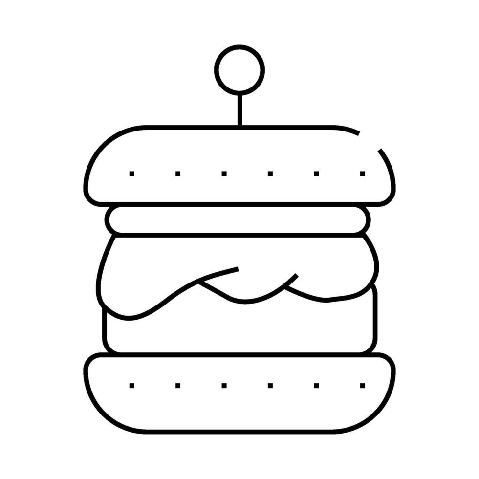 hamburger with vegan cutlet line icon illustration vector