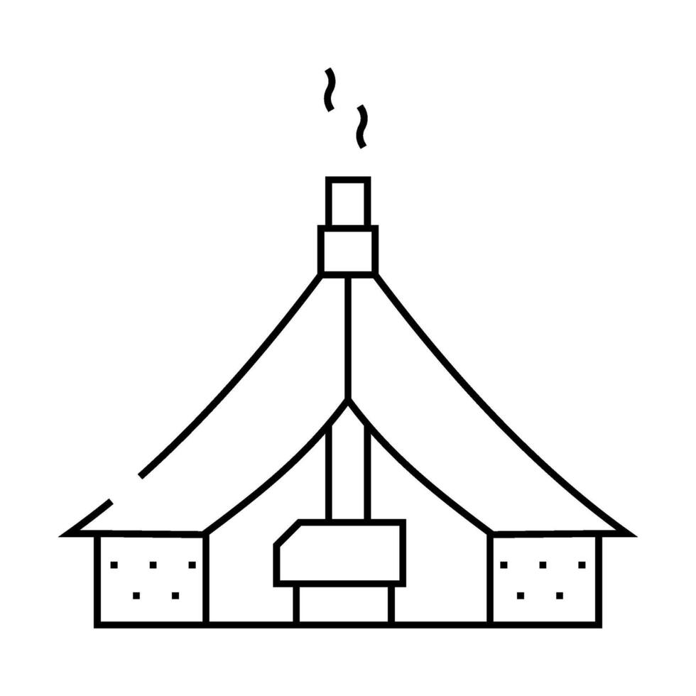 canvas tent vacation line icon illustration vector