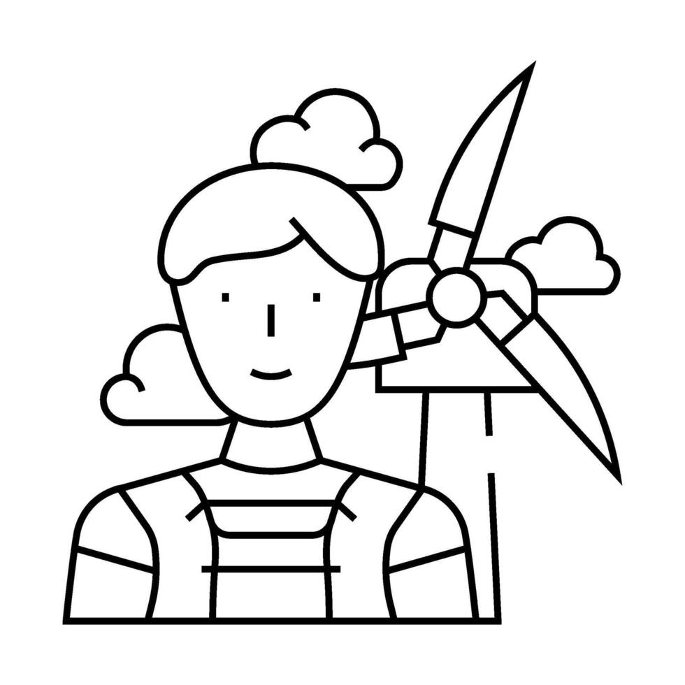 wind turbine technician repair worker line icon illustration vector