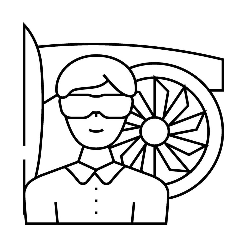 aircraft mechanic repair worker line icon illustration vector